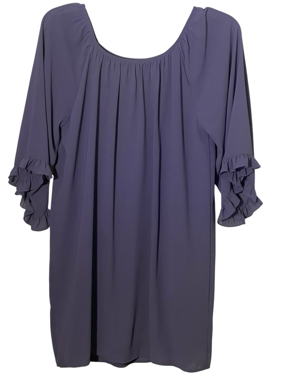 “Frill for the taking” Lulu’s denim blue shift dress. Size large GUC - Picture 5 of 11
